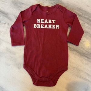 Hudson Baby Heartbreaker Maroon Kids Bodysuit 100% Cotton 3-6 Month